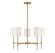 Fabric Shade 25" 5-Light Chandelier in Natural Brass