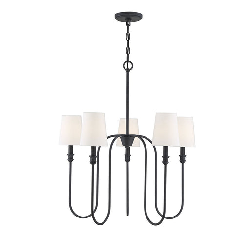 Traditional Fabric Shade 27" 5-Light Chandelier in Aged Iron