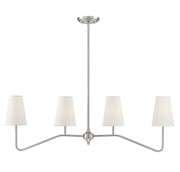 Fabric Shade 40" 4-Light Linear Chandelier in Brushed Nickel