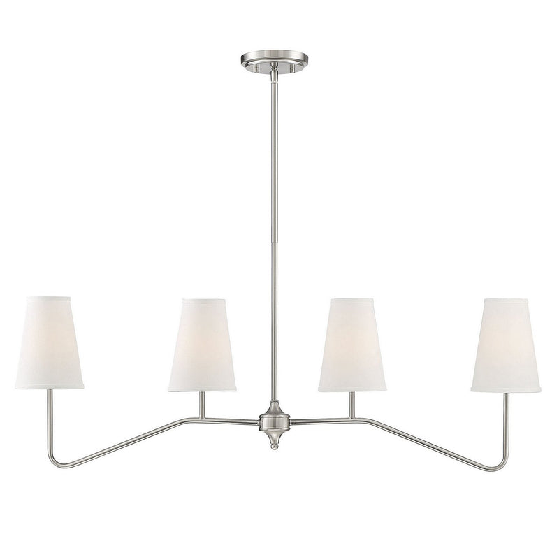 Fabric Shade 40" 4-Light Linear Chandelier in Brushed Nickel