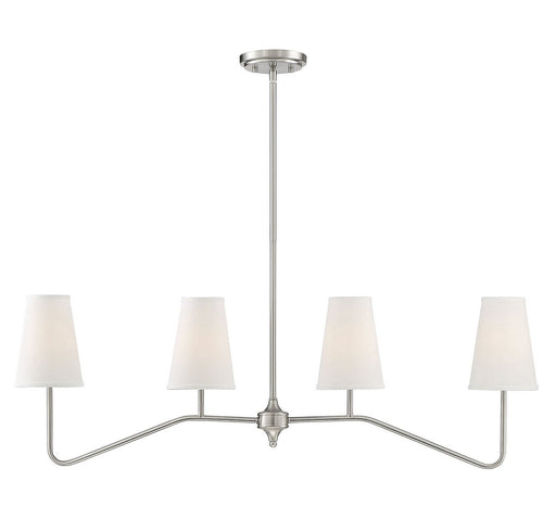 Fabric Shade 40" 4-Light Linear Chandelier in Brushed Nickel