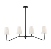 Fabric Shade 40" 4-Light Linear Chandelier in Oil Rubbed Bronze