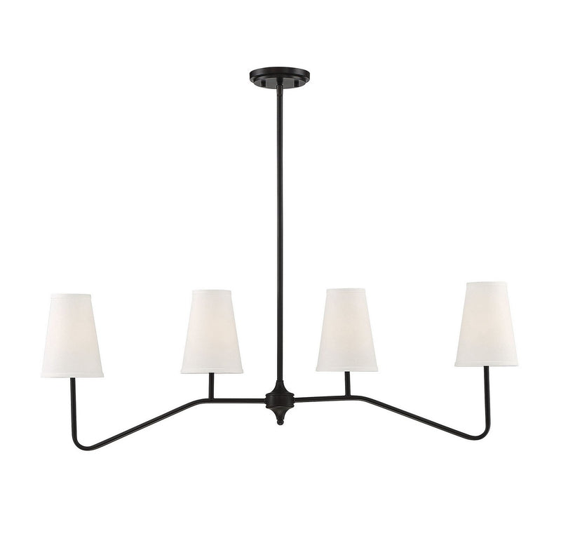 Fabric Shade 40" 4-Light Linear Chandelier in Oil Rubbed Bronze
