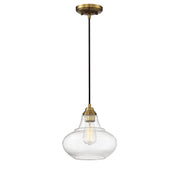 Seeded Glass Teardrop 1-Light Mini Pendant in Natural Brass