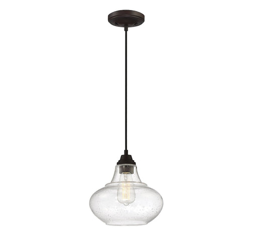 Seeded Glass Teardrop 1-Light Mini Pendant in Oil Rubbed Bronze