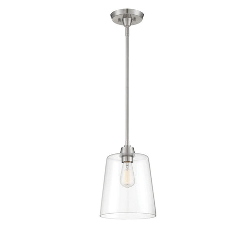 Clear Glass Cone 1-Light Mini Pendant in Brushed Nickel