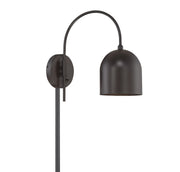 Arc Arm Metal Shade 1-Light Swing Arm Wall Lamp in Oil Rubbed Bronze
