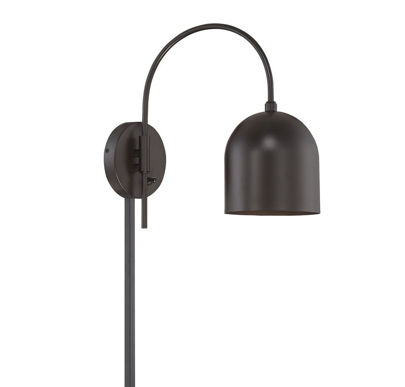 Arc Arm Metal Shade 1-Light Swing Arm Wall Lamp in Oil Rubbed Bronze