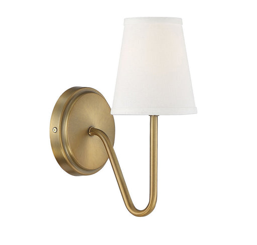 Small Fabric Shade 1-Light Bath Sconce in Natural Brass