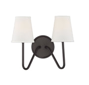 Armed Fabric Shade 2-Light Wall Sconce in Oil Rubbed Bronze