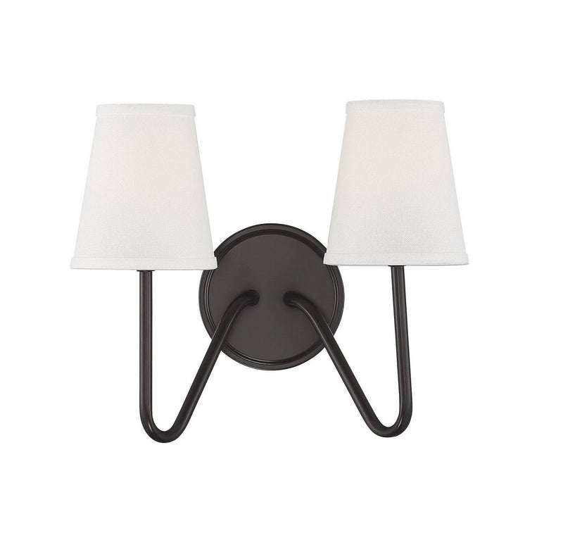 Armed Fabric Shade 2-Light Wall Sconce in Oil Rubbed Bronze