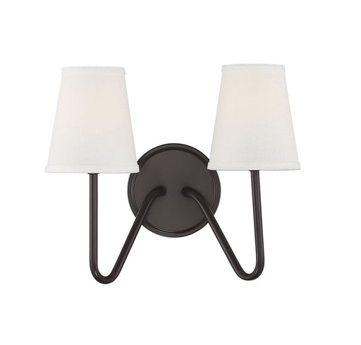 Armed Fabric Shade 2-Light Wall Sconce in Oil Rubbed Bronze