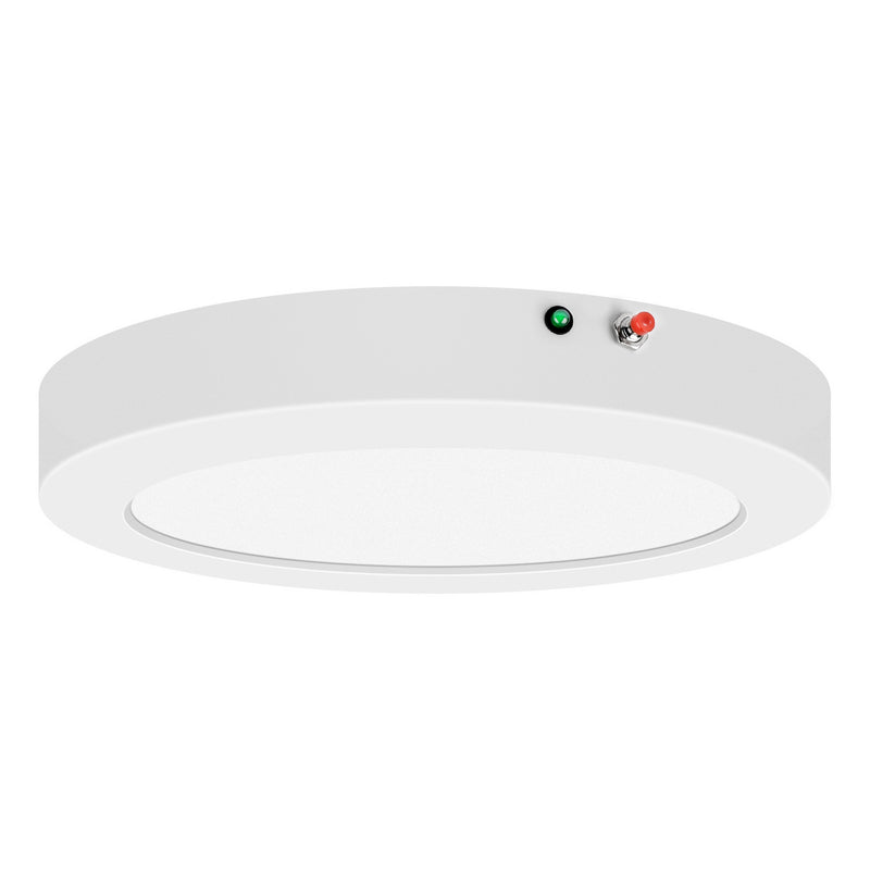 ModPLUS 120-277v Emergency Backup LED Round Flush Mount in White Finish