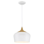 Blend Pendant in White W/wood Grain
