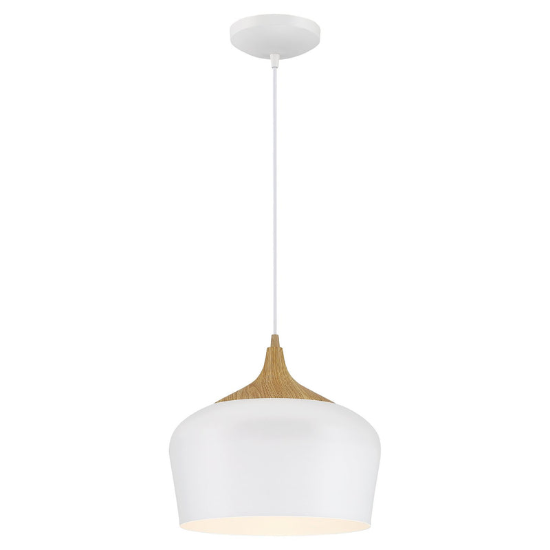Blend Pendant in White W/wood Grain