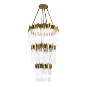 Matrix 19-Light Chandelier in Havana Gold with Clear Fluted Glass - Lamps Expo