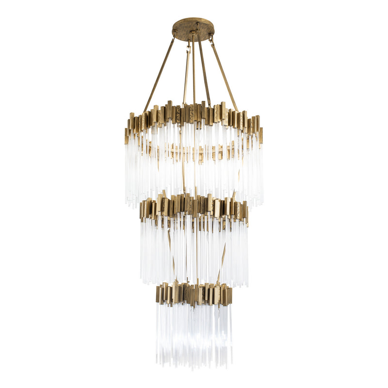 Matrix 19-Light Chandelier in Havana Gold with Clear Fluted Glass - Lamps Expo