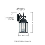 Main Street Medium 3-Light Outdoor Wall Lantern in Black