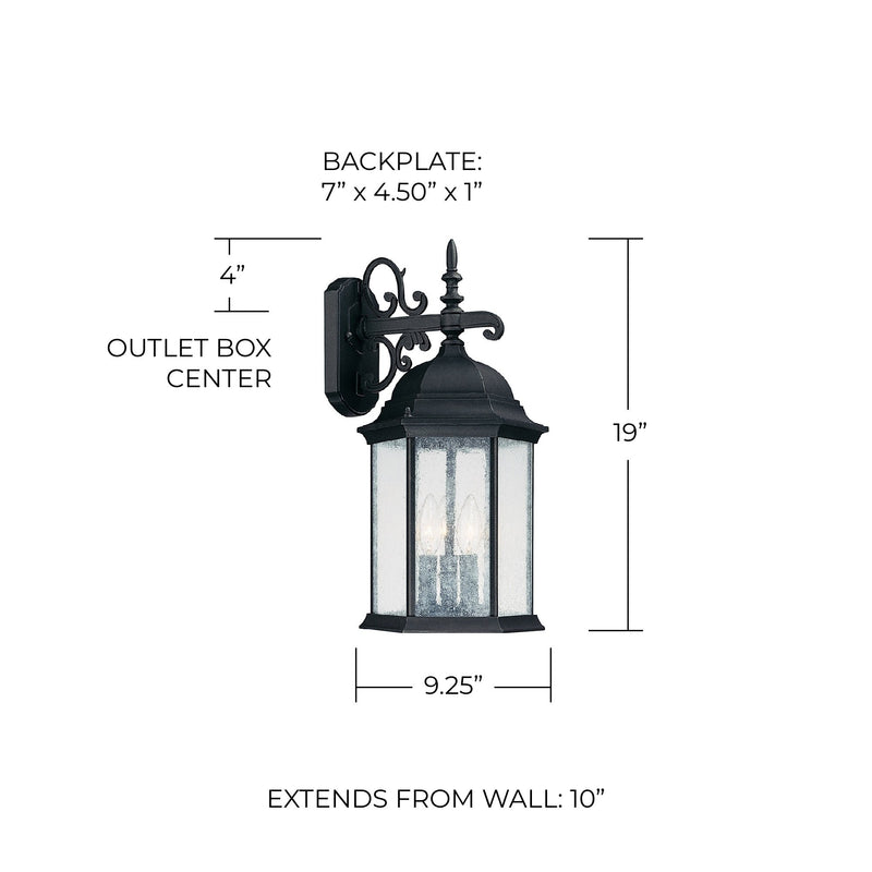 Main Street Medium 3-Light Outdoor Wall Lantern in Black