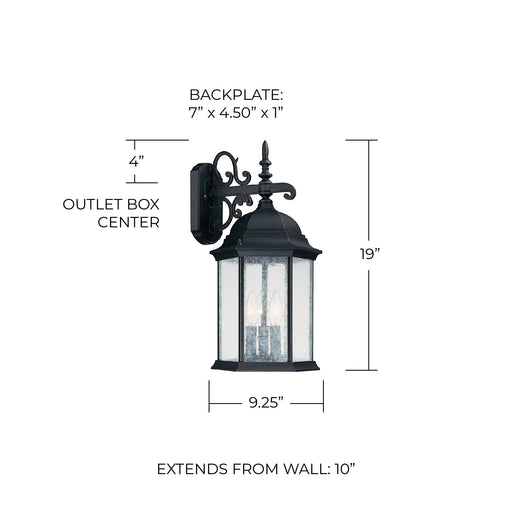 Main Street Medium 3-Light Outdoor Wall Lantern in Black