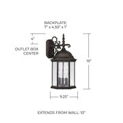 Main Street Medium 3-Light Outdoor Wall Lantern in Old Bronze