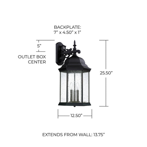 Main Street Large 3-Light Outdoor Wall Lantern in Black