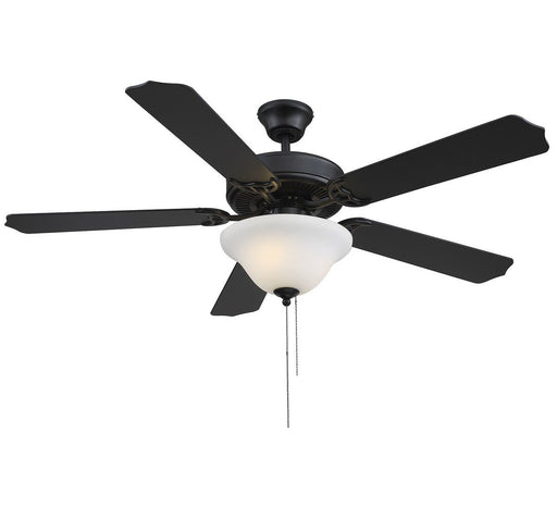 Transitional 52" 2-Light Ceiling Fan with Opal Glass in Matte Black