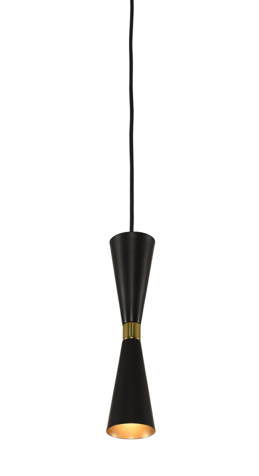 Milo LED Mini Pendant in Black and Vintage Brass