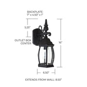 French Country Small Outdoor Wall Lantern in Black