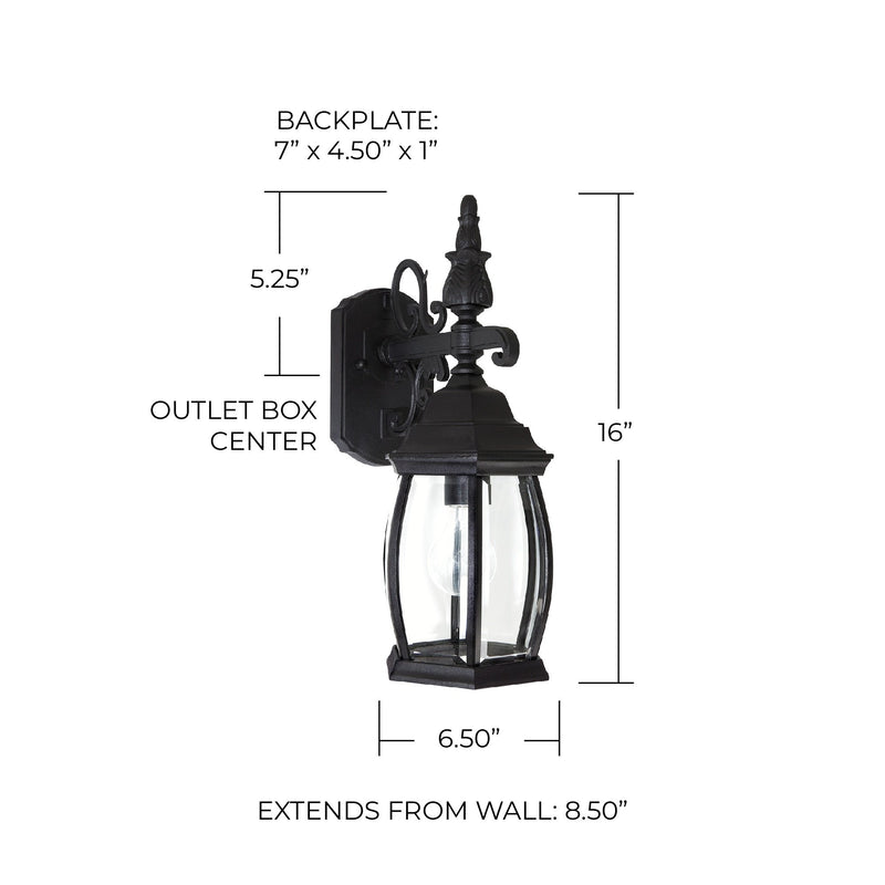 French Country Small Outdoor Wall Lantern in Black