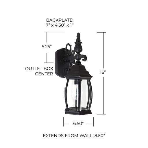 French Country Small Outdoor Wall Lantern in Black
