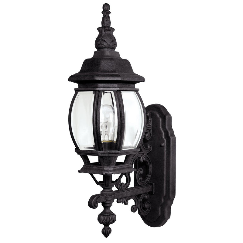 French Country Large Outdoor Wall Lantern in Black