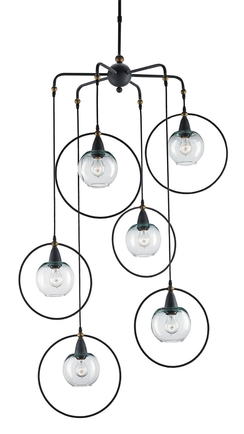 Moorsgate 6-Light Cluster Pendant in Blacksmith/Old Brass/Clear