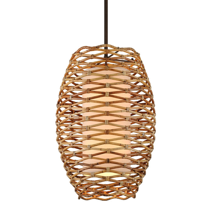 Balboa 8-Light Pendant in Bronze with Natural Rattan