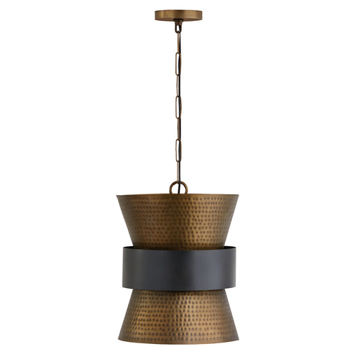 Loren 1-Light Pendant in Patinaed Brass and Dark Zinc - Lamps Expo