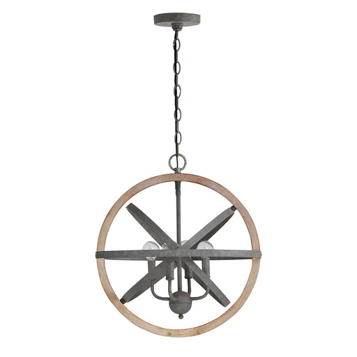 Bluffton 4-Light Pendant in Iron and Wood - Lamps Expo
