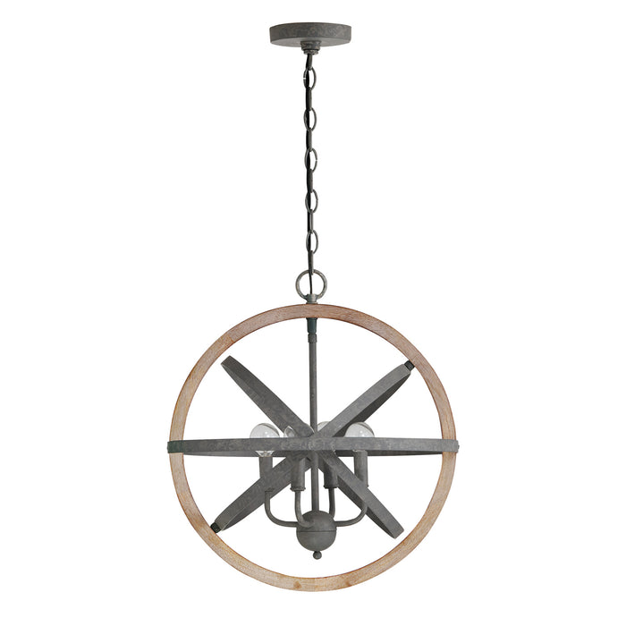 Bluffton 4-Light Pendant in Iron and Wood - Lamps Expo