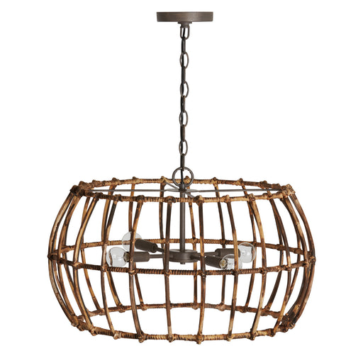 Sanibel 4-Light Pendant in Blazed Rattan and Nordic Grey - Lamps Expo