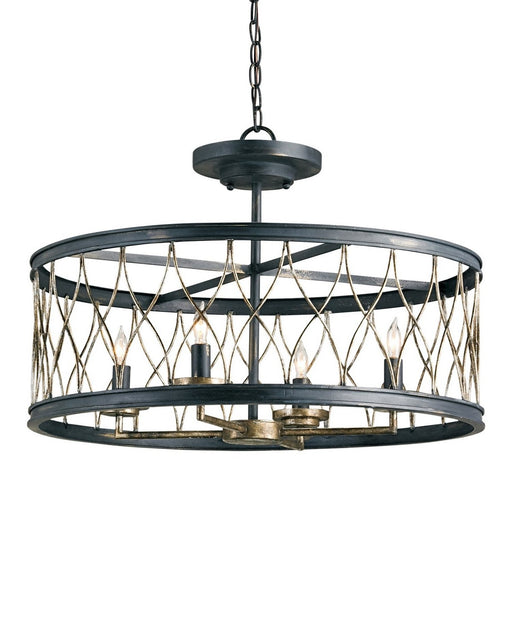 Crisscross 4-Light Drum Pendant in French Black/Pyrite Bronze