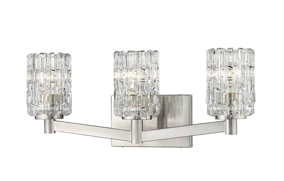 Aubrey 3 Light Vanity in Brushed Nickel with Clear Glass Shade