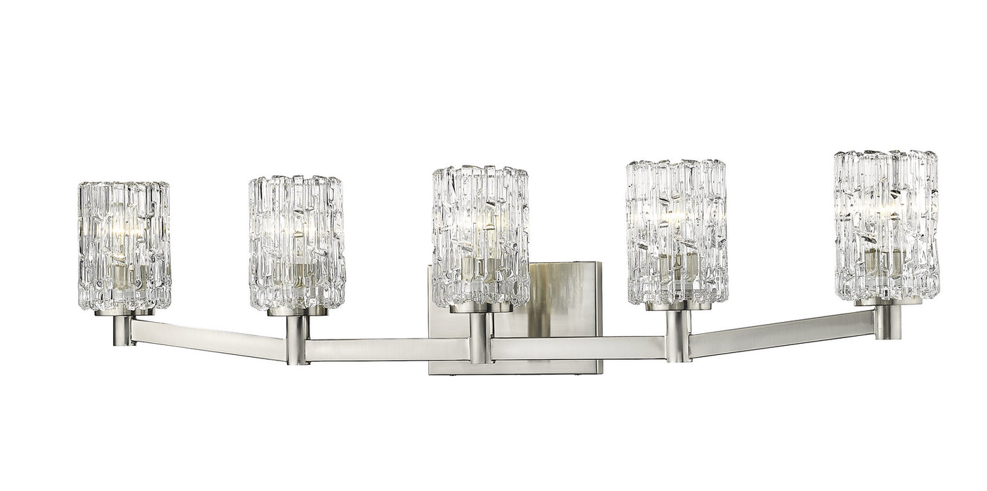 Aubrey 5 Light Vanity in Brushed Nickel with Clear Glass Shade