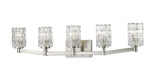 Aubrey 5 Light Vanity in Brushed Nickel with Clear Glass Shade