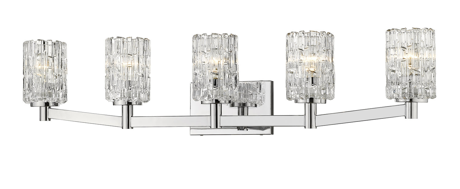 Aubrey 5 Light Vanity in Chrome with Clear Glass Shade