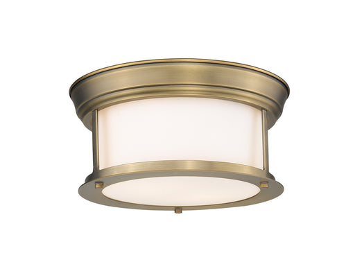 Sonna 2 Light Flush Mount in Heritage Brass with Matte Opal Glass Shade