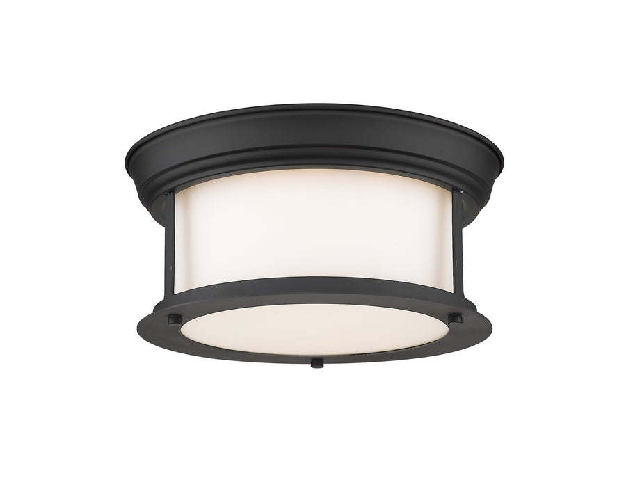 Sonna 2 Light Flush Mount in Matte Black with Matte Opal Glass Shade