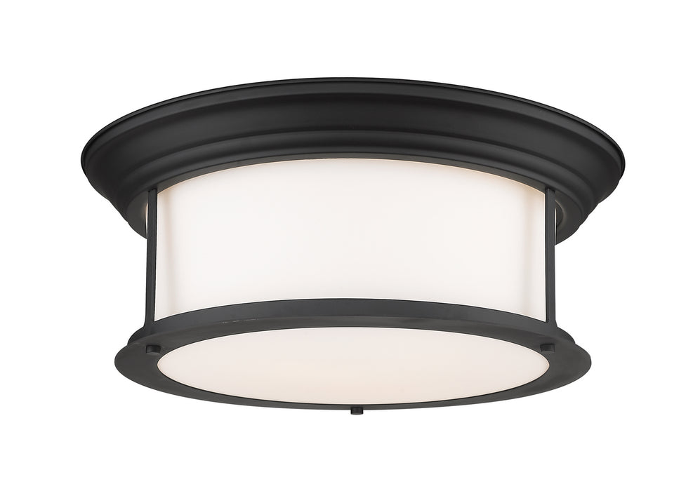 Sonna 3 Light Flush Mount in Matte Black with Matte Opal Glass Shade