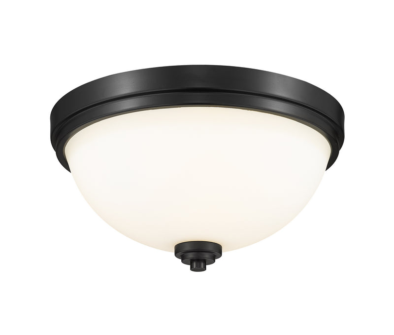 Ashton 2 Light Flush Mount in Matte Black with Matte Opal Glass Shade