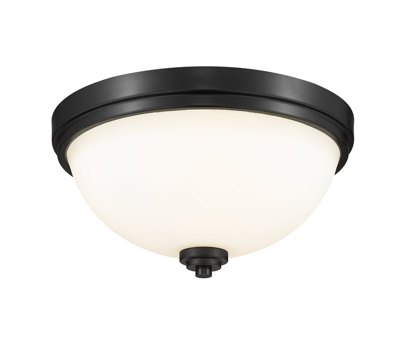 Ashton 2 Light Flush Mount in Matte Black with Matte Opal Glass Shade