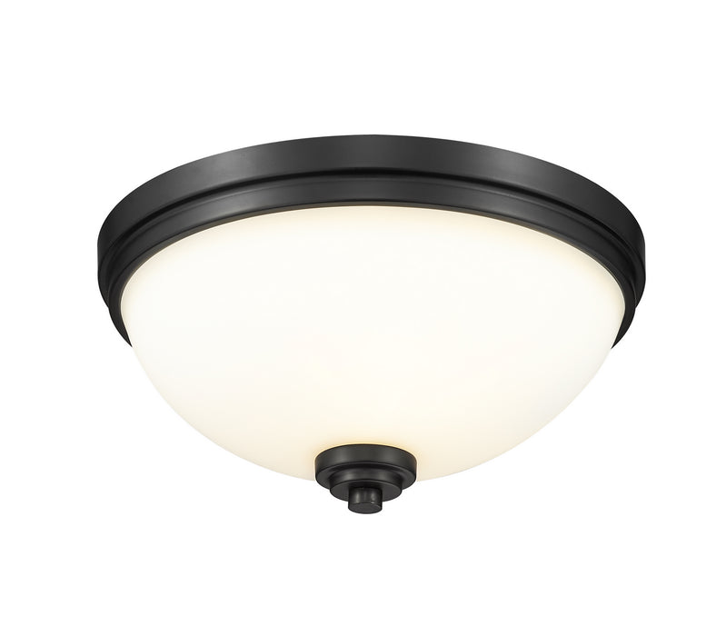 Ashton 3 Light Flush Mount in Matte Black with Matte Opal Glass Shade