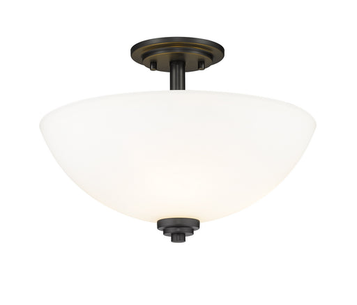 Ashton 3 Light Semi Flush Mount in Matte Black with Matte Opal Glass Shade